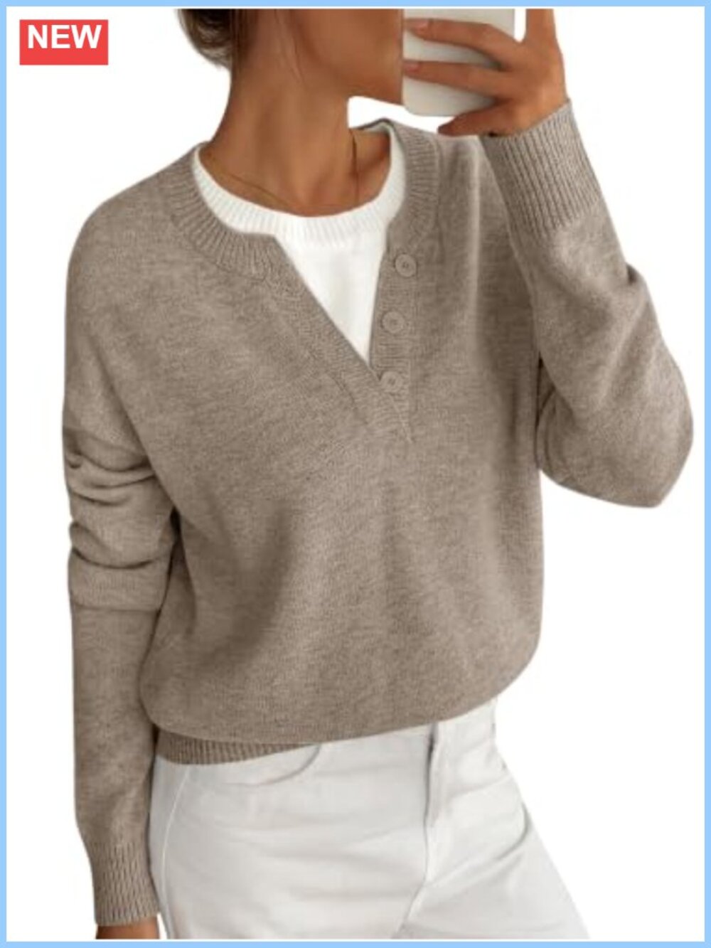 Women Oversized Crew Neck Sweater Long Sleeve Knitted Pullover